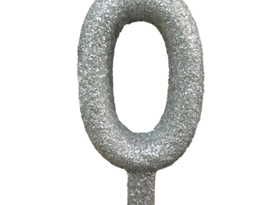 vela glitter prata numero 0