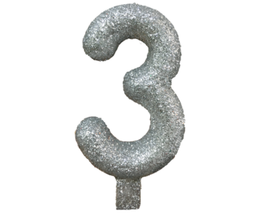 Vela glitter prata Nº 3