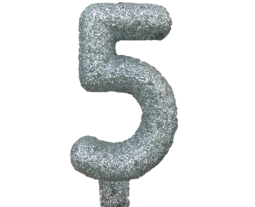Vela glitter prata Nº 5