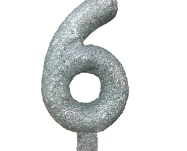 Vela glitter prata Nº 6