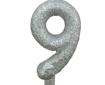 Vela glitter prata Nº 9